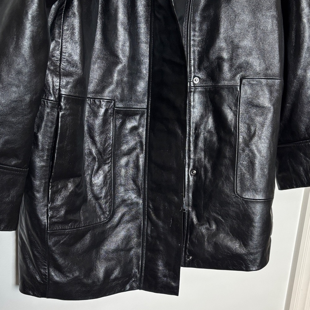 Mango Women's Sleek Black Leather Jacket, new with tags - Picture 4 of 7